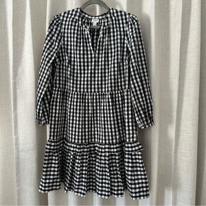 J.Crew Factory Buffalo Gingham Cotton Poplin Tiered Dress - Size Small
